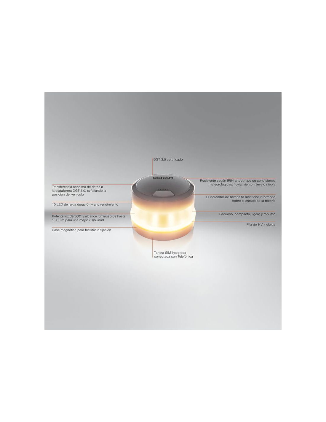 Baliza V16 LEDguardianOsram ROAD FLARE signal V16 IoT